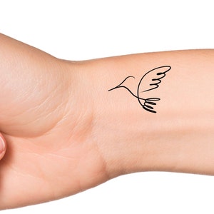 Hummingbird Line Temporary Tattoo / bird tattoos