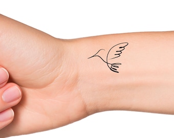 Hummingbird Line Temporary Tattoo / bird tattoos