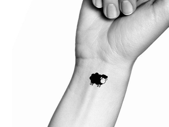 Tiny Minimalist Sheep Line Tattoo