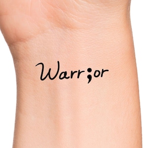 Warrior Semicolon Temporary Tattoo