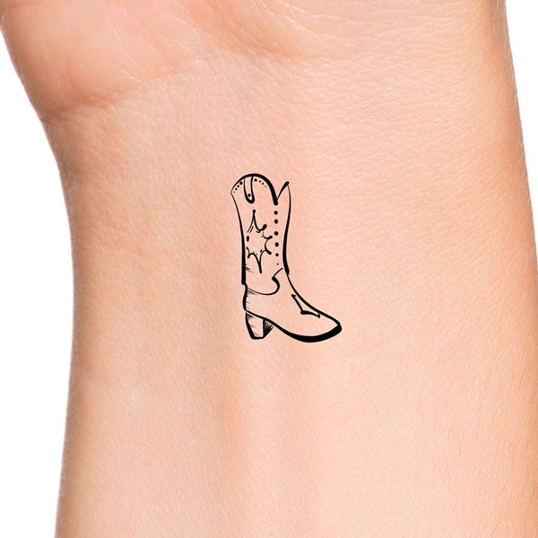 Temporary Tattoo Cowboy Boot Etsy