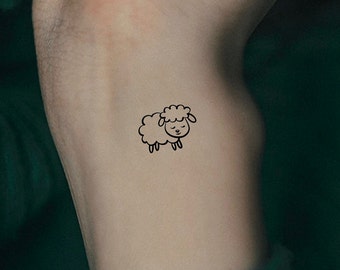 Sheep Temporary Tattoo / Minimalist Sheep Outline - Etsy