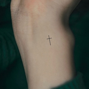 Tiny Minimalist Cross Temporary Tattoo / Religious Tattoo