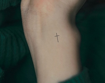 Tiny Minimalist Cross Temporary Tattoo / Religious Tattoo