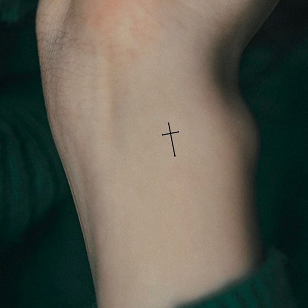 Tiny Cross Tattoo Etsy