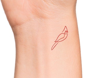 Red Cardinal Temporary Tattoo / bird tattoo / animal tattoos