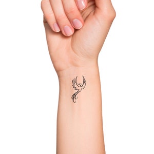 Fine Line Phoenix Temporary Tattoo - Etsy
