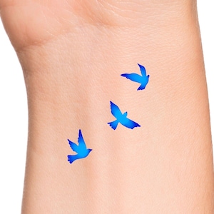 Blue Birds Temporary Tattoo / 3 blue birds