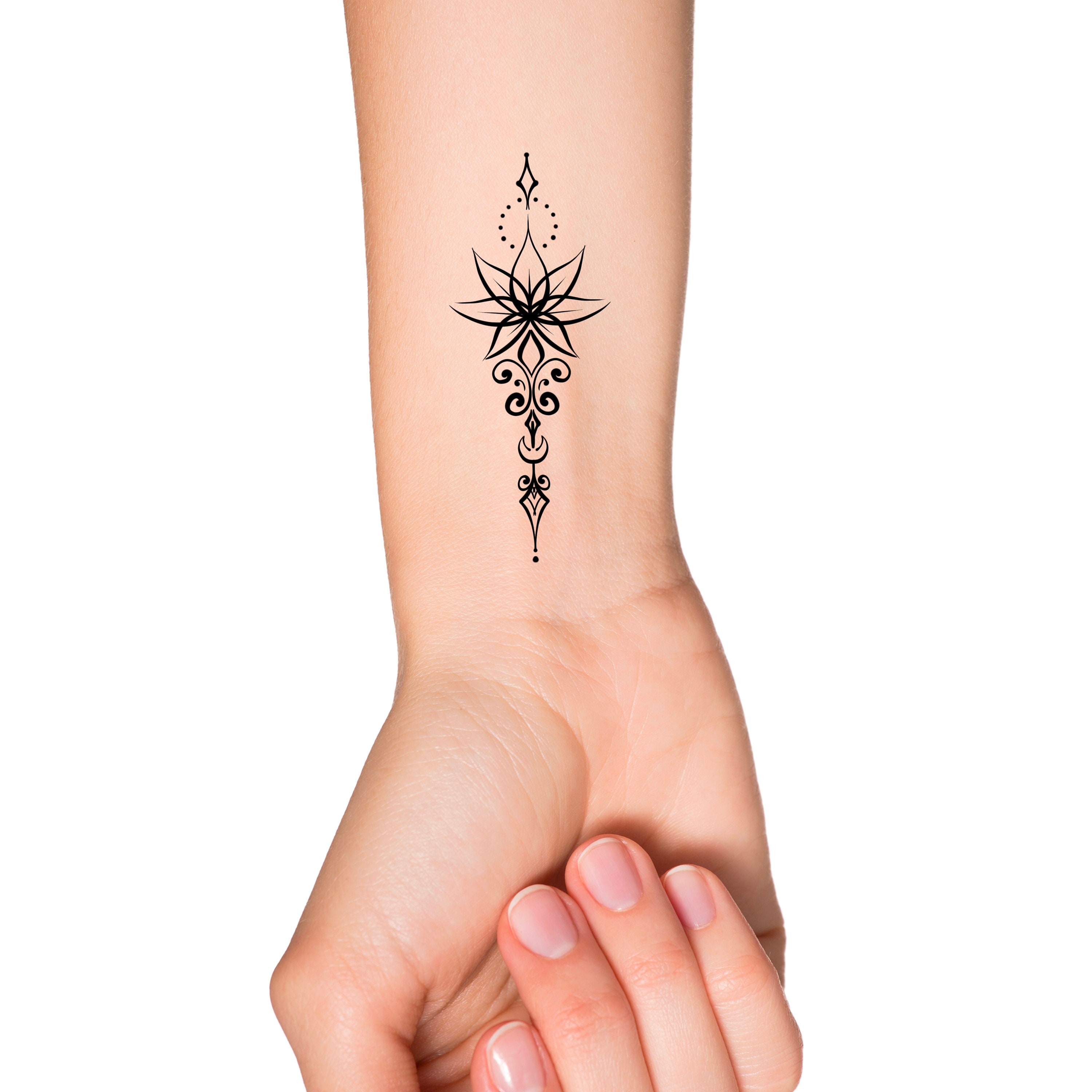 Lotus Unalome Arrow Temporary Tattoo - Etsy Canada