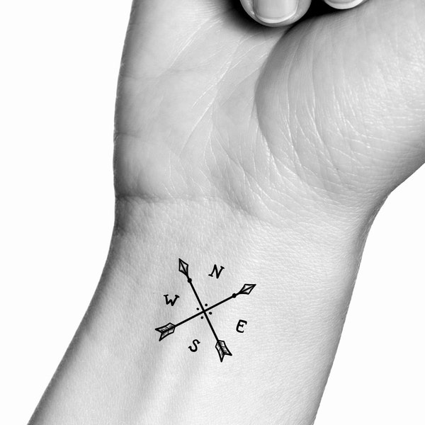 Arrow Compass Rose Temporary Tattoo