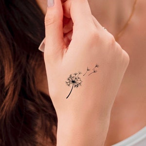 Dandelion Temporary Tattoo / flower tattoo / floral tattoo