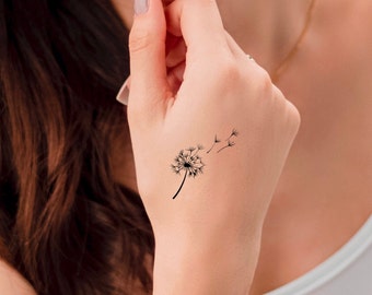 Dandelion Temporary Tattoo / flower tattoo / floral tattoo