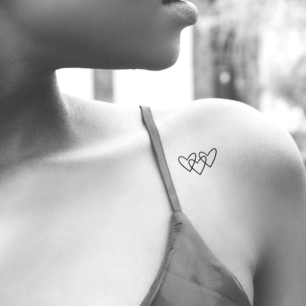 Hearts Connecting Temporary Tattoo / 3 hearts tattoo / 4 hearts tattoo