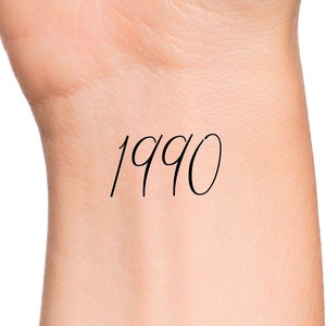 1990 Year Temporary Tattoo Birth Year Number Tattoo