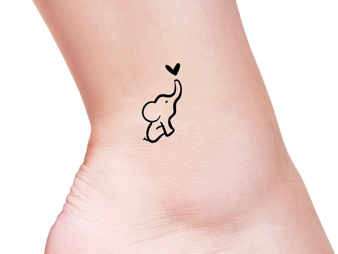 Baby Elephant Heart Temporary Tattoo - Etsy Australia