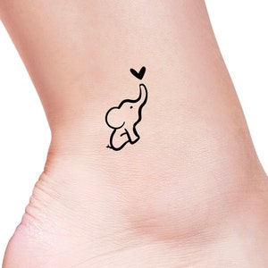 Baby Elephant Heart Temporary Tattoo