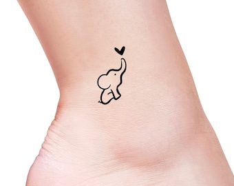 Baby Elephant Heart Temporary Tattoo