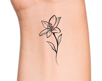 Floral Lily Temporary Tattoo / flower tattoo / lily tattoos