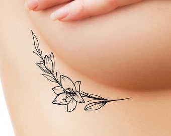 Floral lily Temporary Tattoo / flower tattoos