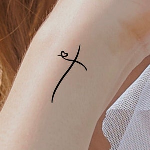 Cross Heart Temporary Tattoo