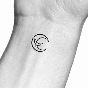 Moon Bat Temporary Tattoo