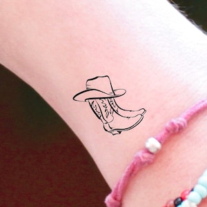 Cowboy Hat on Boots Temporary Tattoo