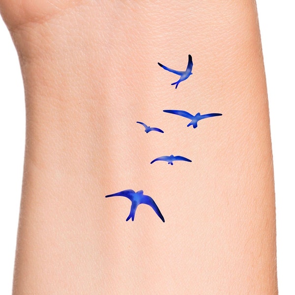 Blue Birds Temporary Tattoo