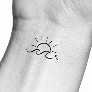 Sun Wave Heart Temporary Tattoo