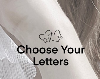 Custom Heart Initials Temporary Tattoo (1 inch)