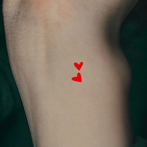 Two Tiny Red Hearts Temporary Tattoo