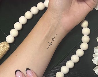 Small Heart Cross Temporary Tattoo