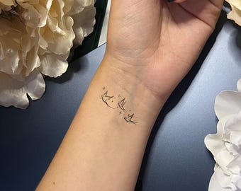 3 Birds Stars Temporary Tattoo