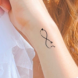 Heart Birds Infinity Symbol Temporary Tattoo