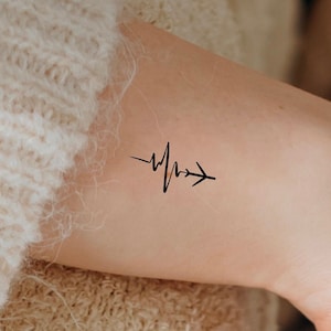 Airplane Heartbeat Temporary Tattoo