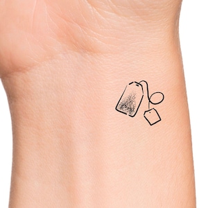 Cute Small Coffee Cup Tea Cup Single Line Temporary Tattoo 