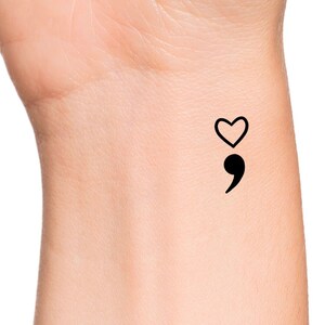 Semicolon Heart Temporary Tattoo