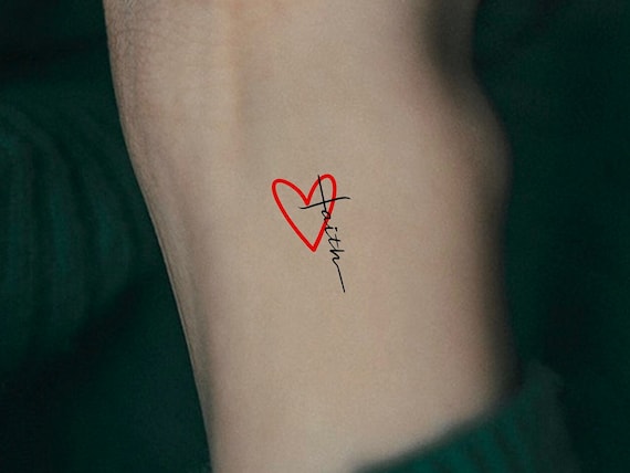 Faith Cross Heart Temporary Tattoo / Religious Tattoo - Etsy Canada