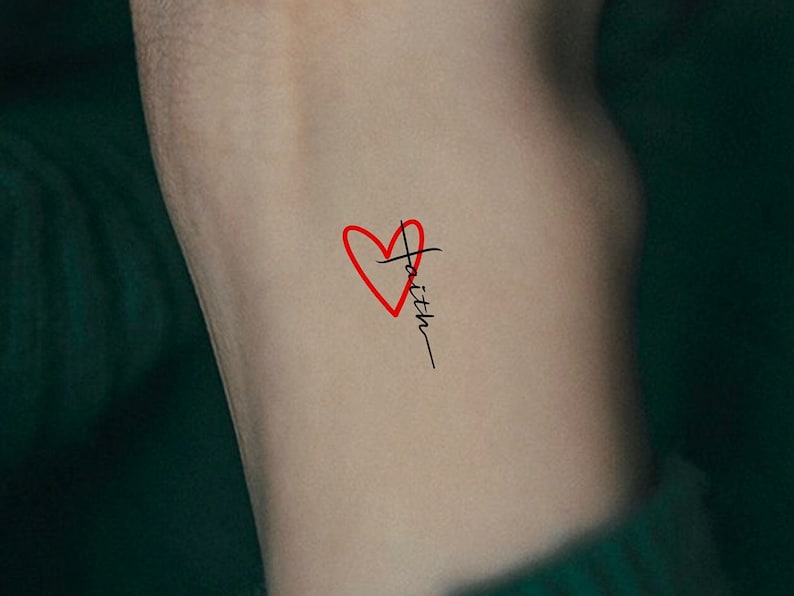 Faith Cross Heart Temporary Tattoo / Religious Tattoo - Etsy