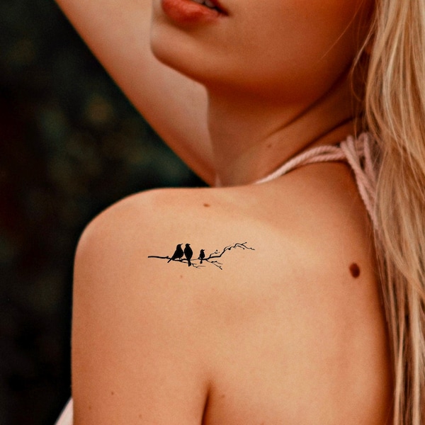 Birds on Branch Temporary Tattoo