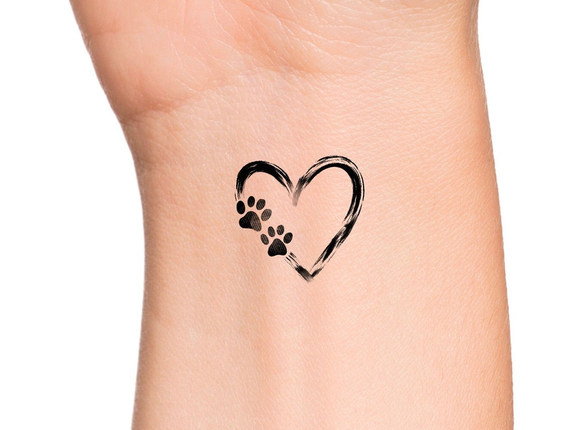 Heart Paw Prints / Dog Tattoo / Cat Tattoo - Etsy