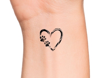 Heart Paw Prints / dog tattoo / cat tattoo