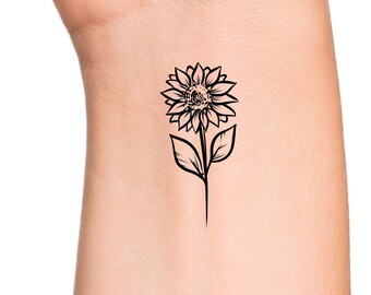 Sunflower Temporary Tattoo / floral tattoo