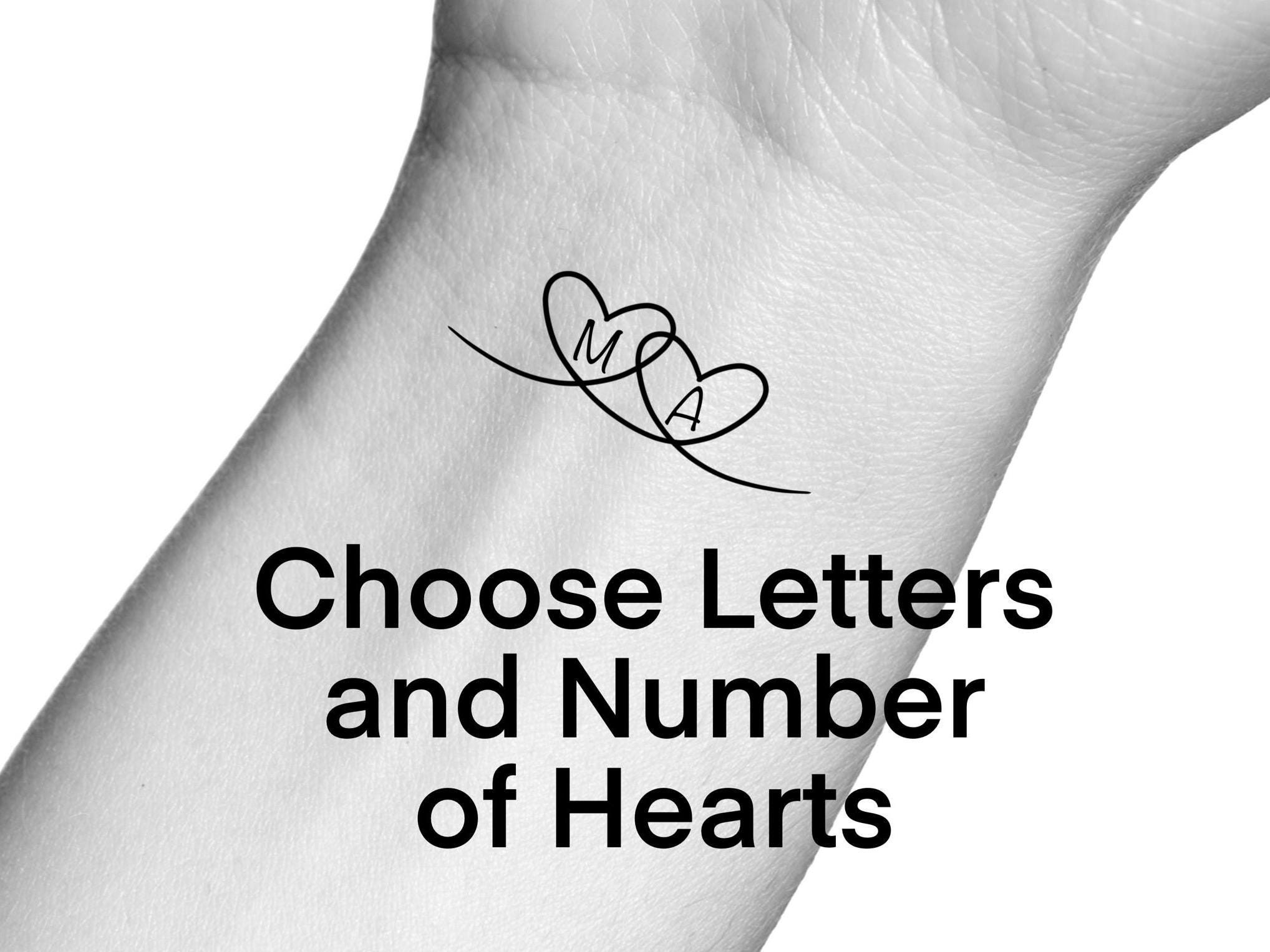 ハードカバー2006年オリジナル版tattoo icons victionary Custom Heart Initials Temporary Tattoo – Choose Letters, Number of