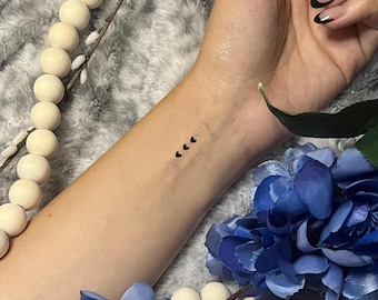 3 Hearts Temporary Tattoo