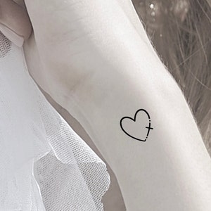 Heart Cross Temporary Tattoo