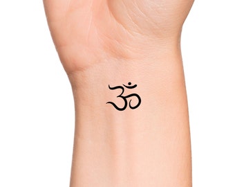 Thin Line Om Temporary Tattoo
