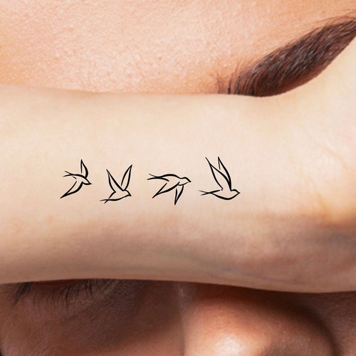 Birds on A Wire Temporary Tattoo set of 3 Etsy