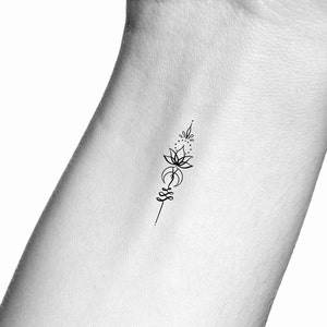 Little Lotus Unalome Temporary Tattoo
