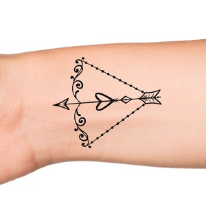 Bow and Arrow Heart Temporary Tattoo