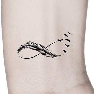 Feather Infinity Birds Temporary Tattoo